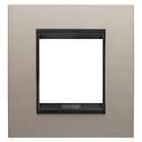 LUX INTERNATIONAL PLATE - IN METAL - 2 MODULES - BRUSHED ALUMINIUM LAVY - INNER FRAME MATT BLACK - CHORUSMART