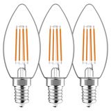 LED Filament Bulb - Candle C35 E14 4.5W 470lm 2700K Clear 330°  - 3-pack