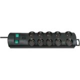 Primera-Line extension socket 10-way black 2m H05VV-F 3G1,5 each 5 sockets switched *FR*