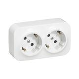 2X2P+E SCHUKO 16A PREWIRED SOCKET WITH SHUTTERS WHITE