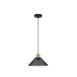 Matt Black Metal  Natural Wood  LED E27 1x12 Watt 230 Volt  IP20 Bulb Excluded  D: 26 H: 110 cm Adjustable height