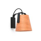 STOOD BLACK WALL LAMP + WOOD E27 MAX 20W