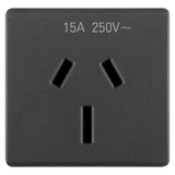 AUSTRALIAN STANDARD SOCKET-OUTLET 250V ac - 2P+E 15A - FLAT PLUG - 2 MODULES - SYSTEM BLACK