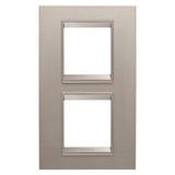 LUX INTERNATIONAL PLATE - IN METAL - 2+2 MODULES VERTICAL - BRUSHED ALUMINIUM - INNER FRAME MATT LIGHT BRONZE - CHORUSMART