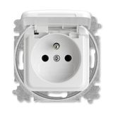 5519B-A02387 B Outlet single w.pin w.lid shuttered ; 5519B-A02387 B White