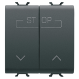 TWIN PUSH-BUTTON 250V ac - QUICK WIRING TERMINALS - 1P NO 16A - SYMBOL UP-DOWN-STOP - 2 MODULES - SATIN BLACK - CHORUSMART