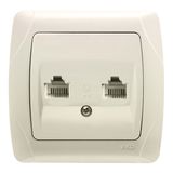 Carmen Beige Two Gang Num Phone Socket (2xCAT3)