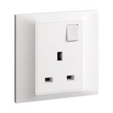 Socket 1 Gang 13A Switched + LED 7X7 White, Legrand-Belanko S