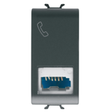 BRITISH STANDARD TELEPHONE SOCKET - 6 CONTACTS - SCREW-ON TERMINALS - 1 MODULE - SATIN BLACK - CHORUSMART