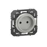 600434 2P power socket with dooxie well 16A aluminum finish