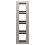 LUX INTERNATIONAL PLATE - IN METAL - 2+2+2+2 MODULES VERTICAL - BRUSHED ALUMINIUM LAVY - INNER FRAME MATT BLACK - CHORUSMART