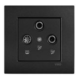 Novella-Trenda Black Two Gang Sat Socket (Sat-Sat-TV)