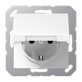 SCHUKO socket, 16 A 250 V ~, screw terminals, ohne Krallen, hinged lid, thermoplastic lacquered, A range, matt graphite black