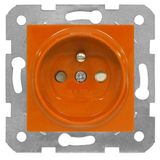 Pin socket outlet with safety shutter, orange, screw clamps