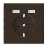 Merten - USB charger + schuko socket-outlet - 2.4A 16A - mocca