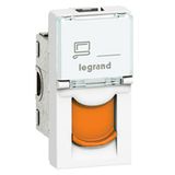 RJ45 socket Mosaic category 6A UTP 1 module white + orange shutter