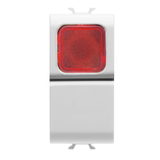 PUSH-BUTTON 1P 250V ac - NO 16A -  RED DIFFUSER - 1 MODULE - GLOSSY WHITE - CHORUSMART