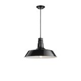 Shining Black Steel Outside  Matt White Inside  Black Fabric Wire  LED E27 1x12 Watt 230 Volt  IP20 Bulb Excluded  D: 46 H1: 26 H2: 115 cm Adjustable height