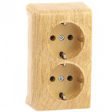 Vera Oak Two Gang Earthed Socket