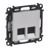 Double RJ45 socket Valena Life category 5e UTP with cover plate aluminium