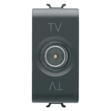 COAXIAL TV SOCKET-OUTLET, CLASS A SHIELDING - IEC MALE CONNECTOR 9,5mm - FEEDTHROUGH 5 dB - 1 MODULE - SATIN BLACK - CHORUSMART