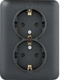 Double Schuko socket - black