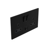 Art d'Arnould - 2 gang BS socket outlet 13 A-250V single pole switched + USB A+C Epure - Matt Black