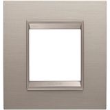 LUX INTERNATIONAL PLATE - IN METAL - 2 MODULES - BRUSHED ALUMINIUM - INNER FRAME MATT LIGHT BRONZE - CHORUSMART