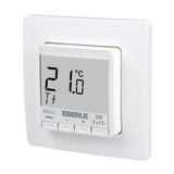 Flush-mounted thermostat as room controller, AC 230V, 1NO contact, 10 A, white backlighting