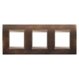 LUX INTERNATIONAL PLATE - IN METAL - 2+2+2 MODULES HORIZONTAL - ANTIQUE BRASS LAVY - INNER FRAME MATT DARK BRONZE - CHORUSMART