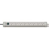 Premium-Line extension lead 8-way 3m H05VV-F 3G1,25 lightgrey  with plug *GB*