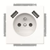 20 MUCB2USB-84-500 Socket Earthing pin with USB AA studio white - 63x63