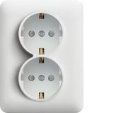 Double Schuko socket, prot. children-white