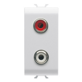 AUDIO AND VIDEO SOCKET -  DOUBLE RCA - 1 MODULE - GLOSSY WHITE - CHORUSMART