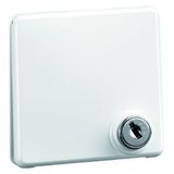 Standard SCHUKO socket outlet, white, hinged lid, lockable