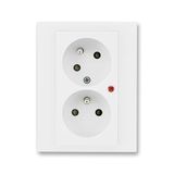 5593H-C02357 03 Double socket outlet with earthing pins, shuttered, with turned upper cavity, with surge protection