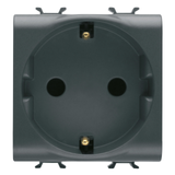 GERMAN STANDARD SOCKET-OUTLET 250V ac - FRONT TIGHTENING TERMINALS - 2P+E 16A - 2 MODULES - SATIN BLACK - CHORUSMART