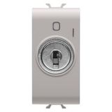 PUSH-BUTTON 2P 250V ac - NO 10A - WITH KEY - 1 MODULE - NATURAL SATIN BEIGE - CHORUSMART