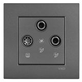 Novella-Trenda Dark Grey Two Gang Sat Socket (Sat-Sat-TV)