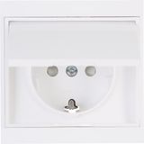 Earthed socket outlet with hinged lid an