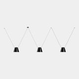 Pendant Attic 3 bodies Conic Shape 2200mm E27 23W Black