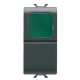 PUSH-BUTTON 1P 250V ac - NO 16A -  GREEN DIFFUSER - 1 MODULE - SATIN BLACK - CHORUSMART