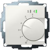 UP room controller, RAL9010 glossy 55x55, 5-30C, AC 230V, triac output, switchable 5 actuators each 3W, change-over input, TA 3.5K, LED displays