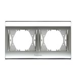 Thea Blu Accessory Chrome + White Two Gang Flush Mounted Frame