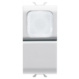 PUSH-BUTTON 1P 250V ac - NO 16A -  OPAL DIFFUSER - 1 MODULE - GLOSSY WHITE - CHORUSMART