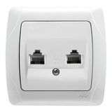 Carmen White Two Gang Num Phone Socket (2xCAT3)