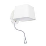 SWEET WHITE WALL LAMP WITH LED READER 1 X E27 60W