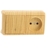 Vera Oak Two Way Switch + Socket Horizontal