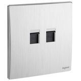 Double RJ45 socket outlet category 6 STP brushed aluminium