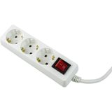 3-way power strip, 2m, white2m plastic sheathed cable H05VV-F3G1.5 with angled flat plug with switch and indicator light